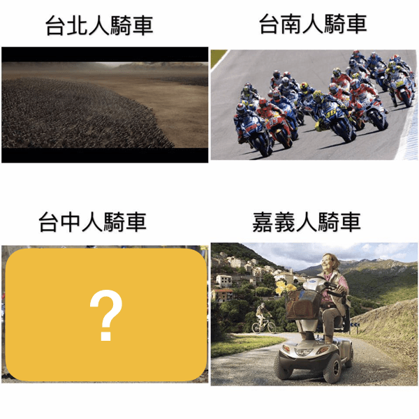 台灣各地騎車方式神比喻，台中真的是這樣嗎....
