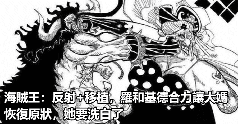 海賊王：反射+移植，羅和基德合力讓大媽恢復原狀，她要洗白了