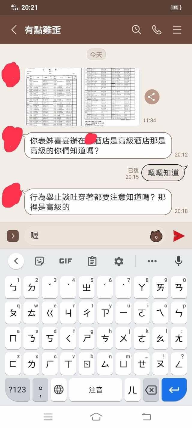 姑姑傳訊告知參加婚禮務必「注意談吐與穿著」因為那裏是高級飯店!網友看完怒了:到底有多高級?