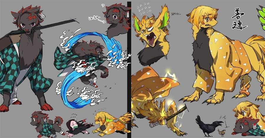 《鬼滅之刃》擬獸化:鬼殺隊全體變成兇猛小野獸,我妻善逸也凶不起來啊